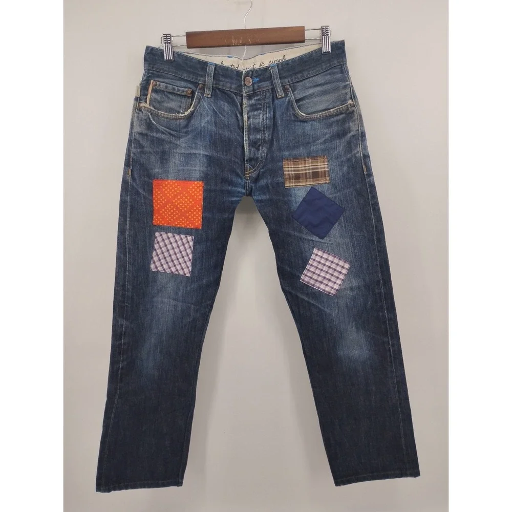 Howies Selvage Jeans‎ Pants Patch Work Patches Size 32x28 Button Fly